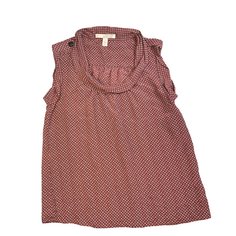 Banana Republic Heritage Red Silk Sleeveless Boxy Blouse
